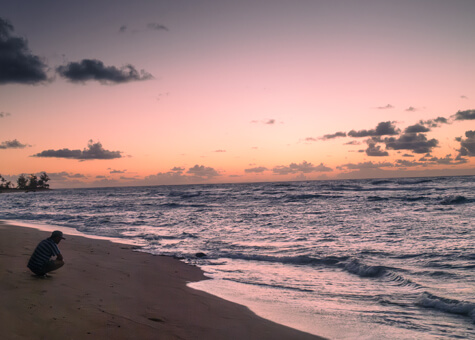 Nukolii beach on Kauai at sunrise.
