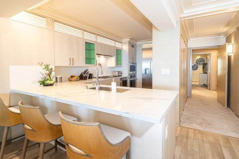 Kitchen with countertop seating