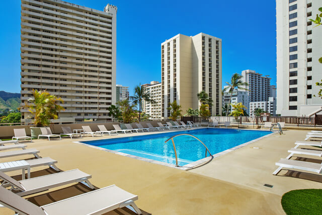 Recreation deck with outdoor pool.