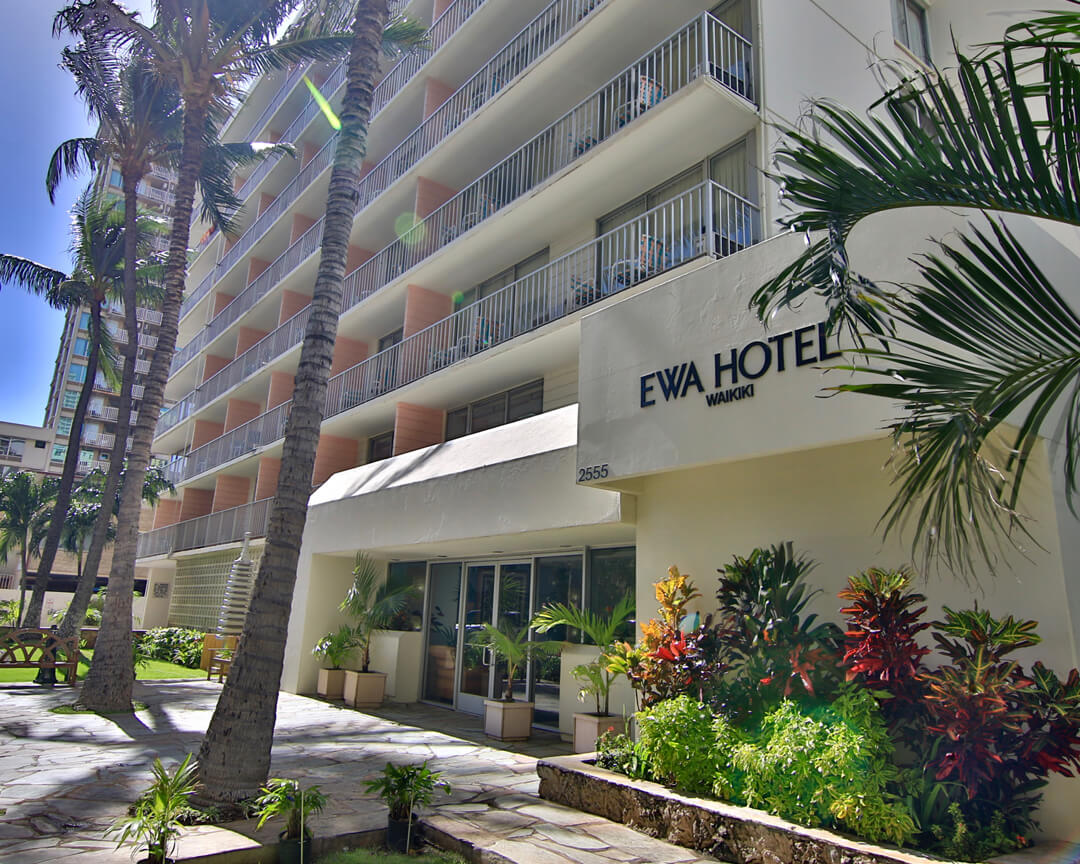 Hotel exterior and entrance.