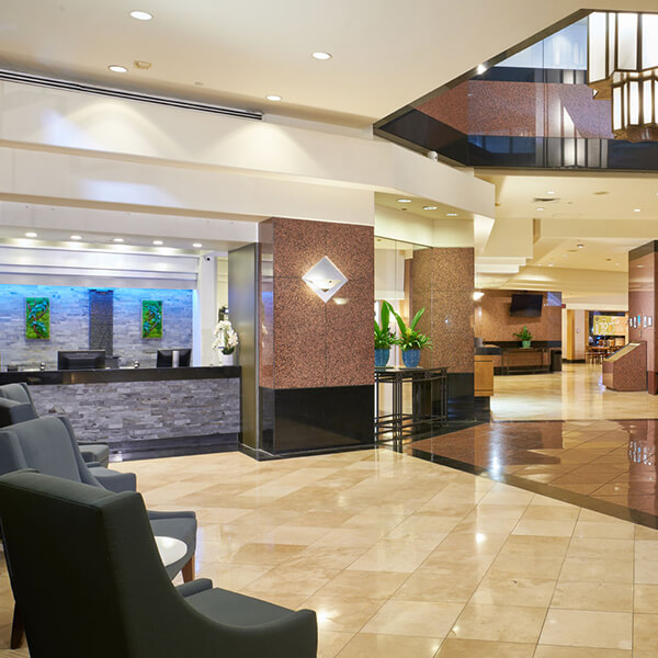 Lobby area with seating.