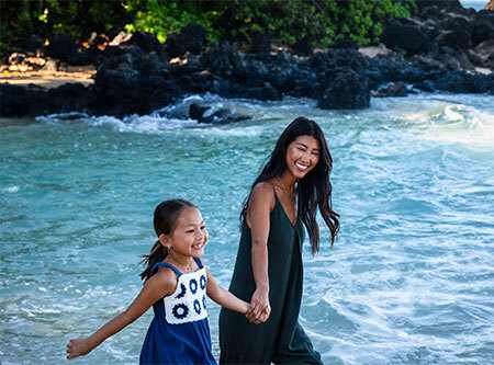 Family relaxing on the beach