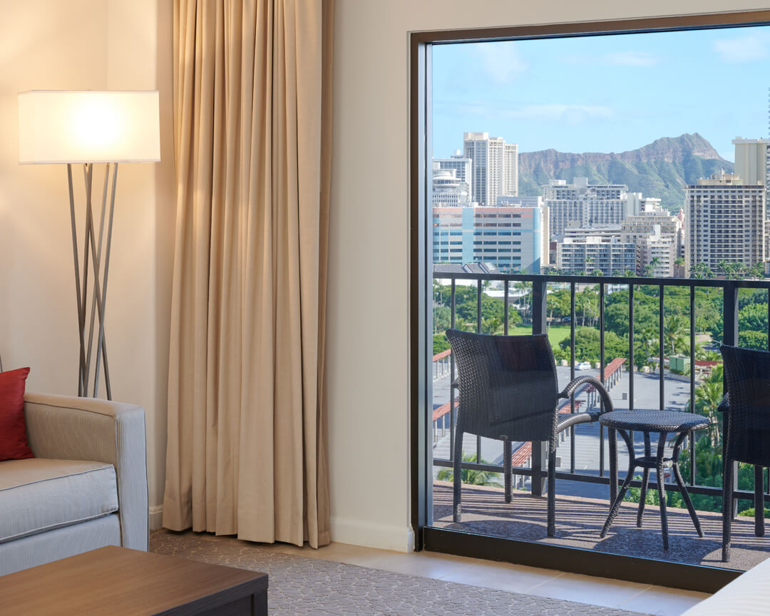 Balcony with view of Diamond Head.
