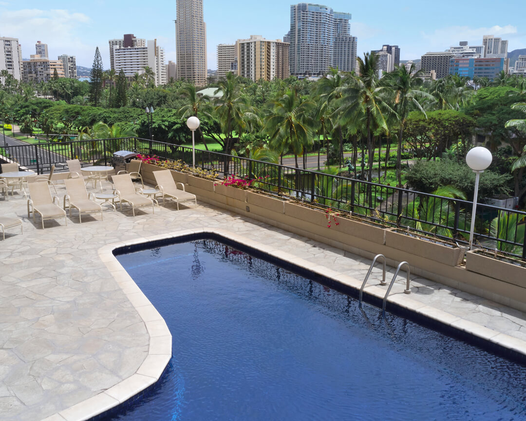Swimming pool and sundeck.