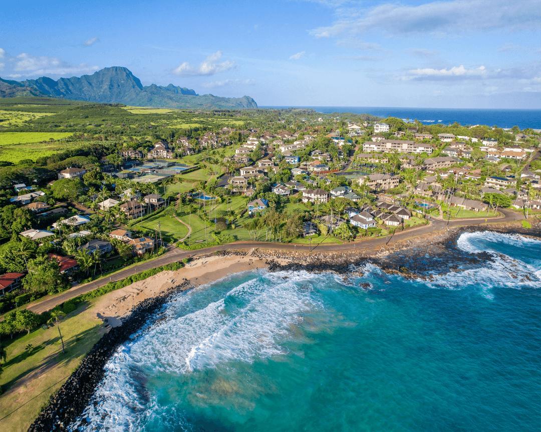 Ocean and coastline at Aston at Poipu Kai.