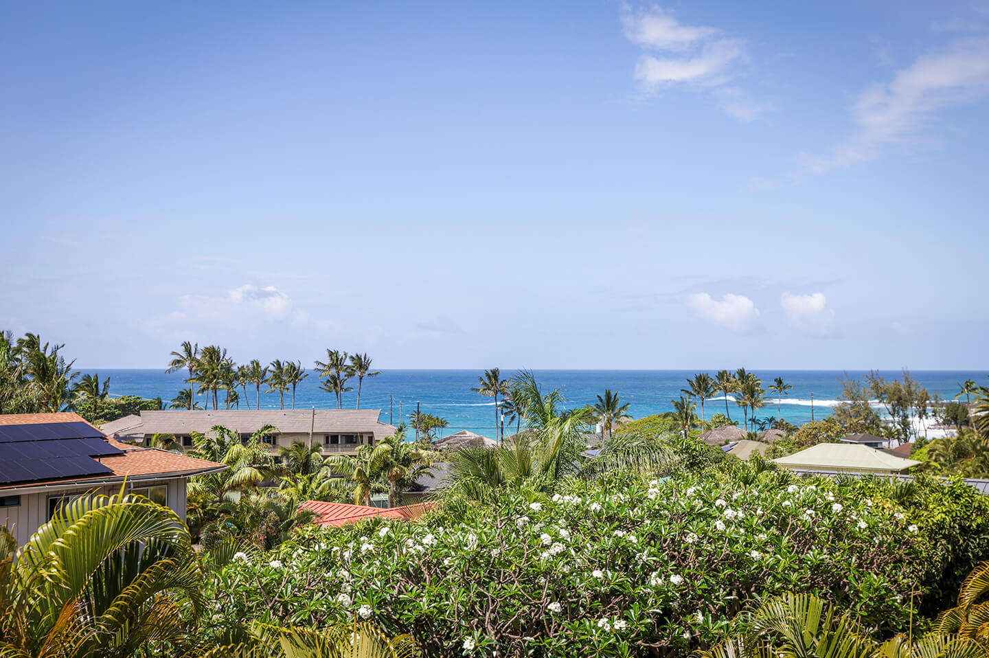 View of ocean and resort from balcony.