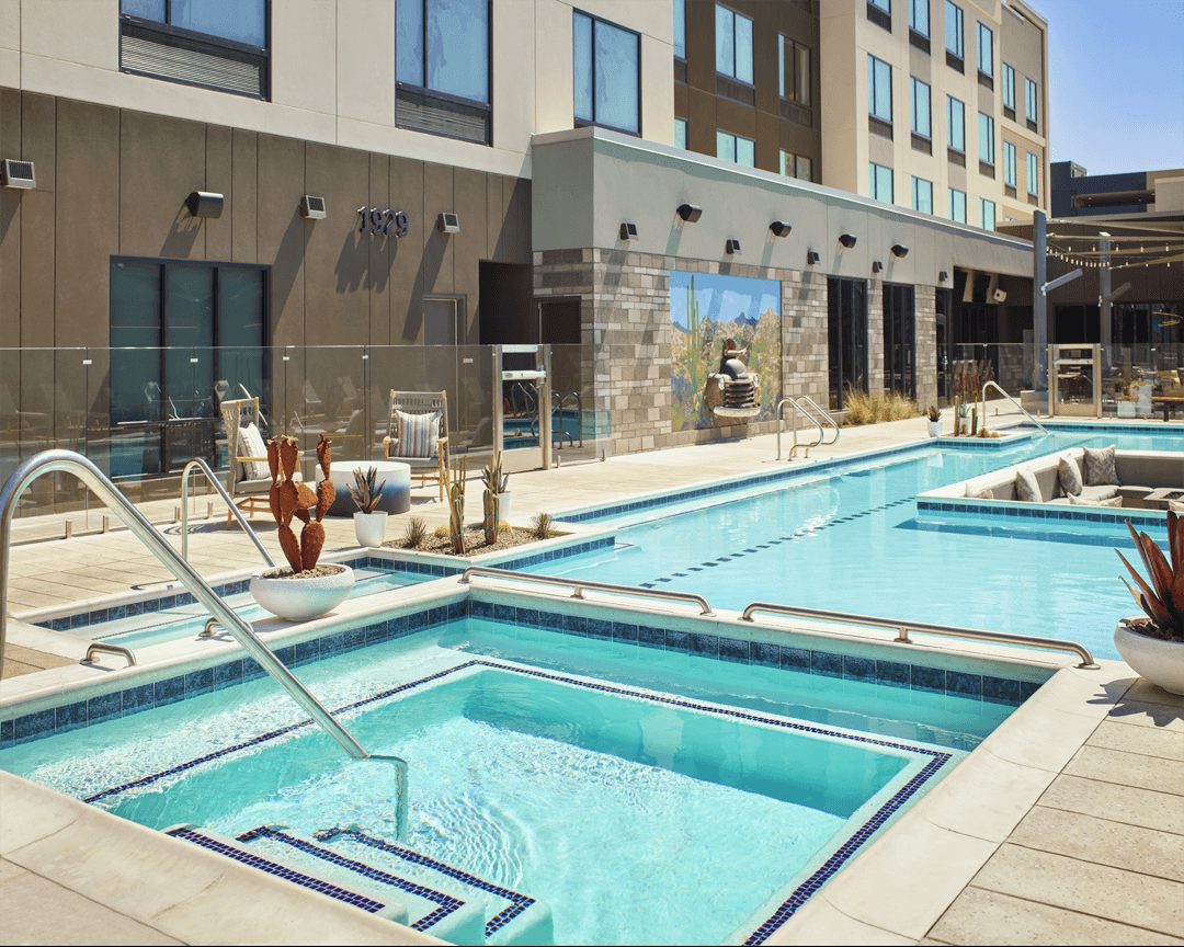 Swimming pool and hot tub.