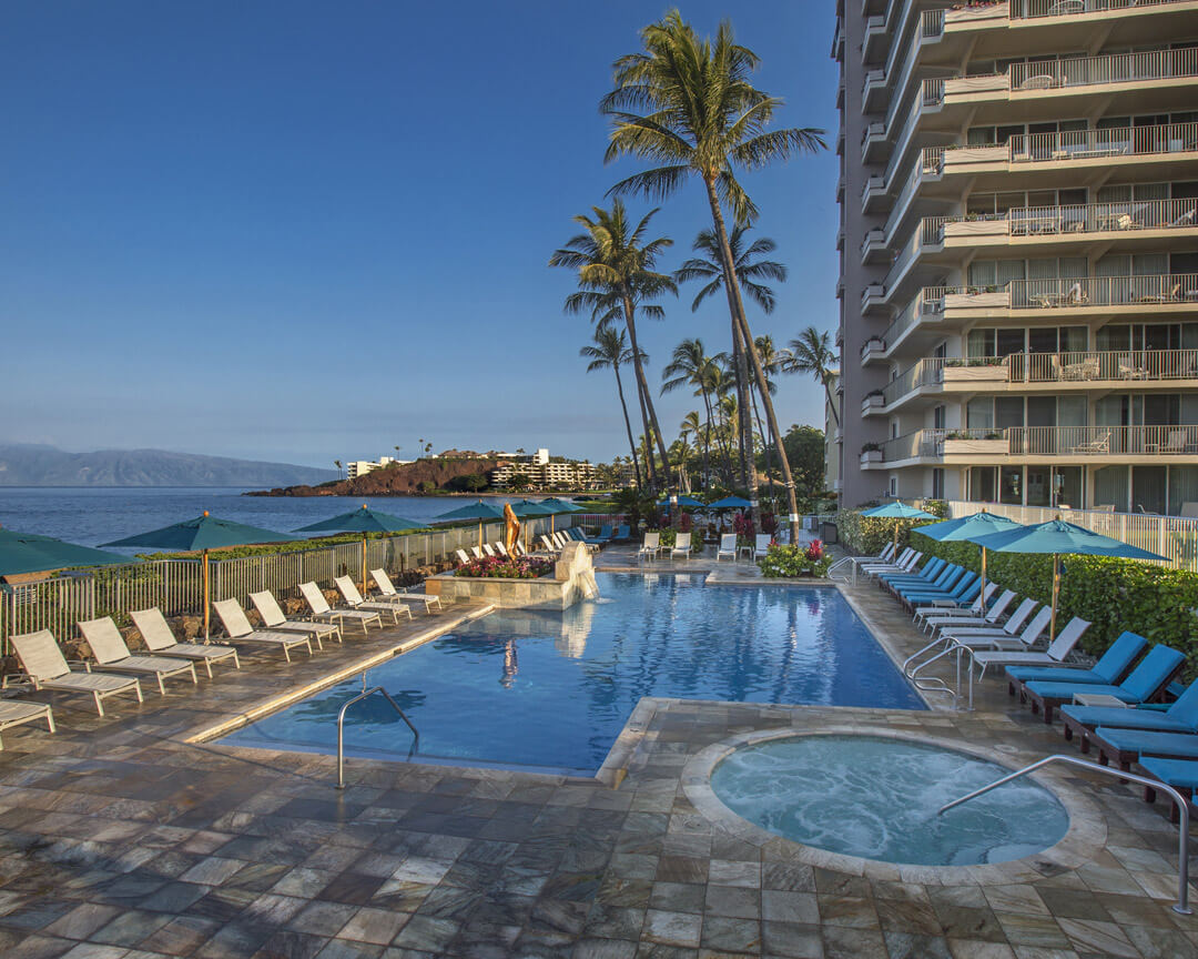 Oceanfront pool and sundeck.